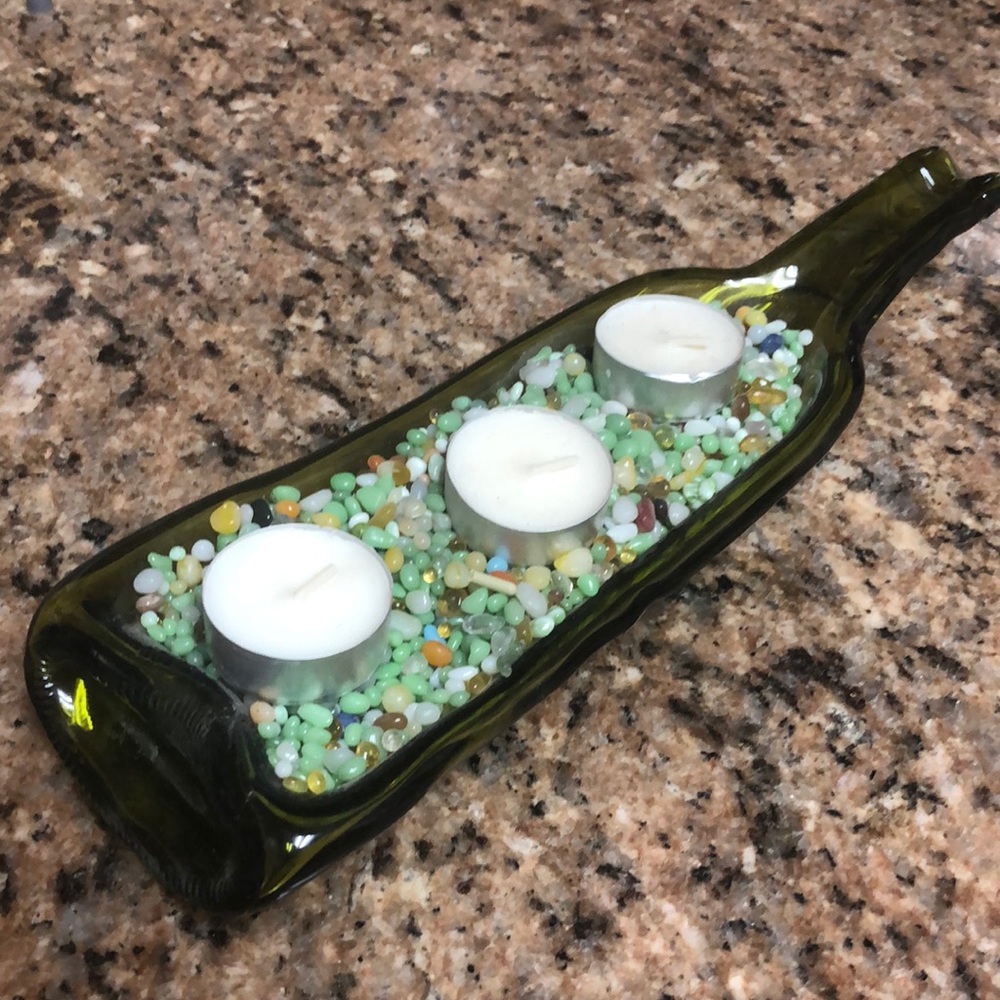 Glass wine bottle decor